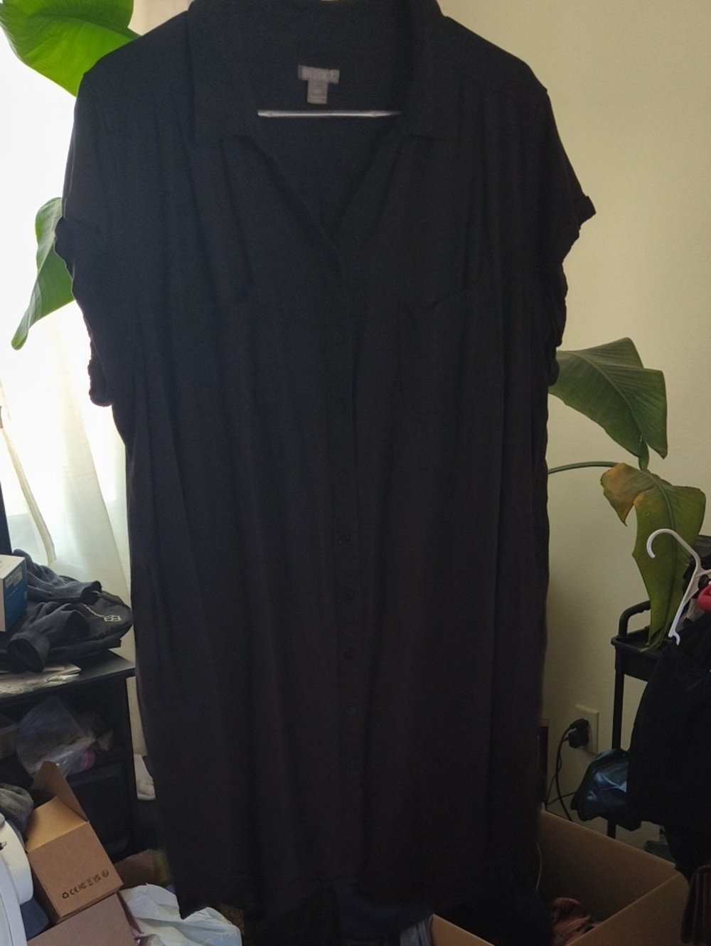 Falls Creek Black Button-Front Tunic Dress